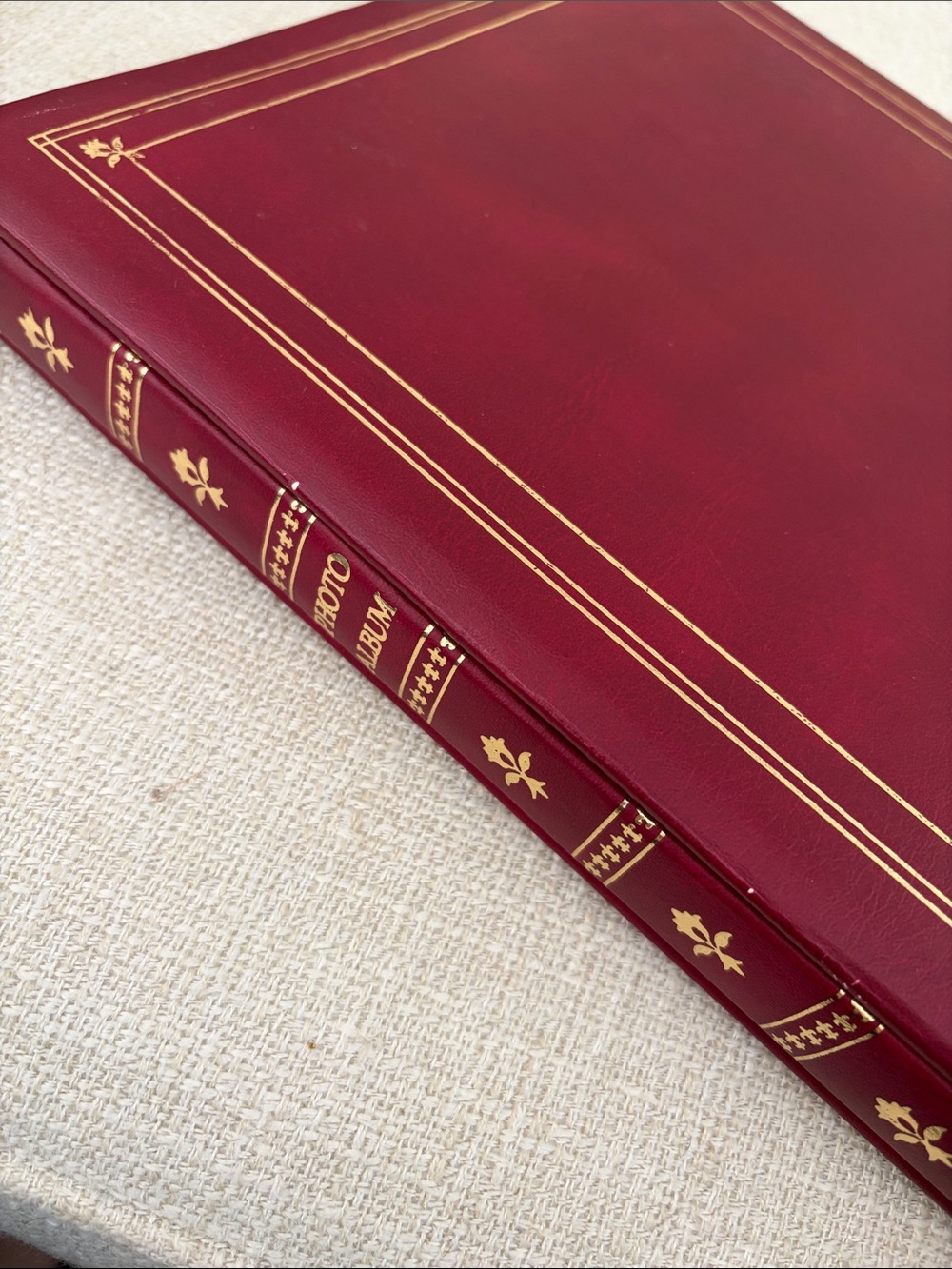 Classic Red Photo Album with Gold Accents